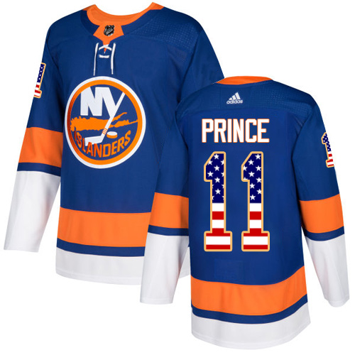 Herren New York Islanders Eishockey Trikot Shane Prince #11 Authentic Königsblau USA Flag Fashion